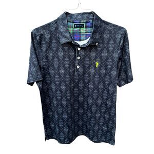 William Murray Mens Golf Polo Shirt Medium Navy Geometric Pattern Golfer